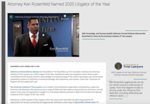 2020 litigator of the year, ken rosenfeld, california criminal defense attorney serving san francisco, sacramento, san jose