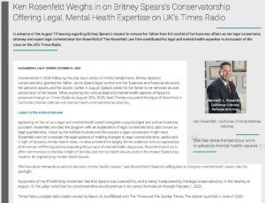 ken rosenfeld | britney spears | conservatorship | uk times radio | legal consultant