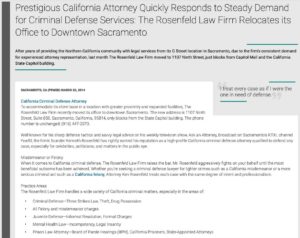 Rosenfeld Law Firm relocates to Downtown Sacramento | criminal defense lawyer | attorney for mental health, high-profile celebrities, politicians