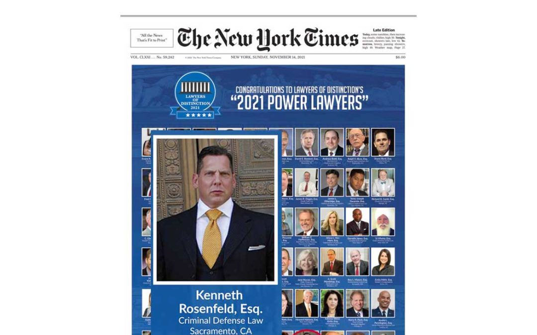 New York Times Recognizes Ken Rosenfeld's 2021 Lawyer of Distinction Status