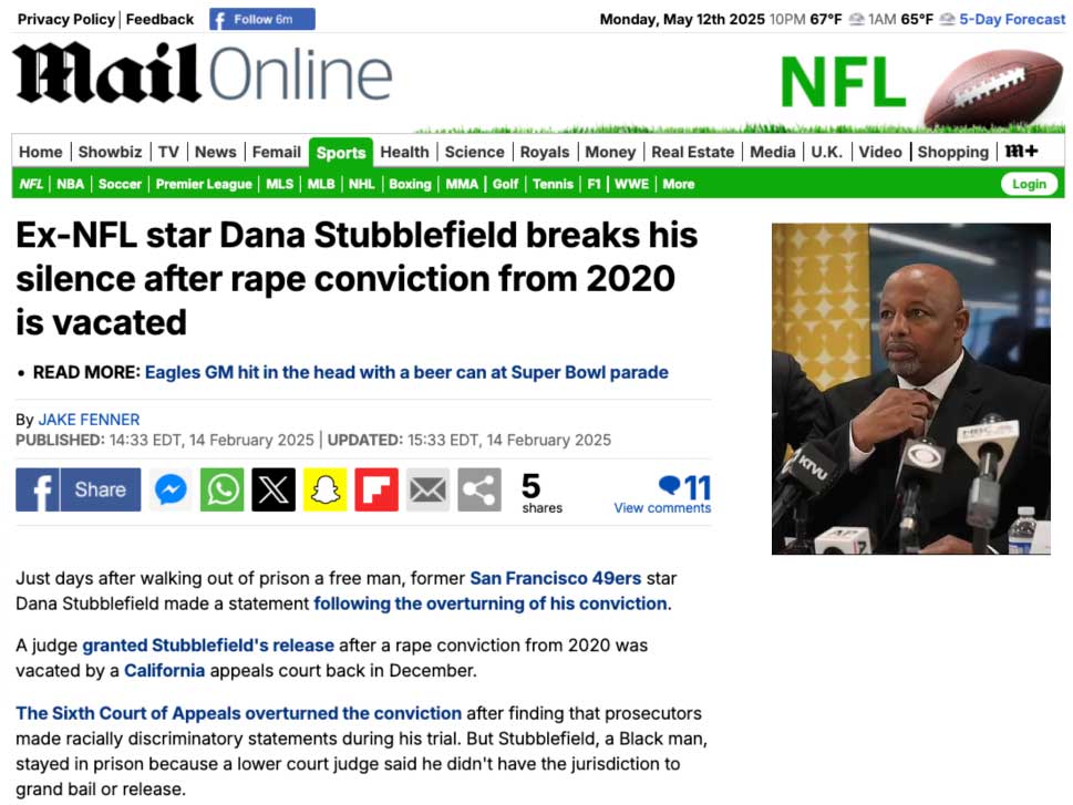 dana stubblefield released from prison, california defense attorney ken rosenfeld secures win